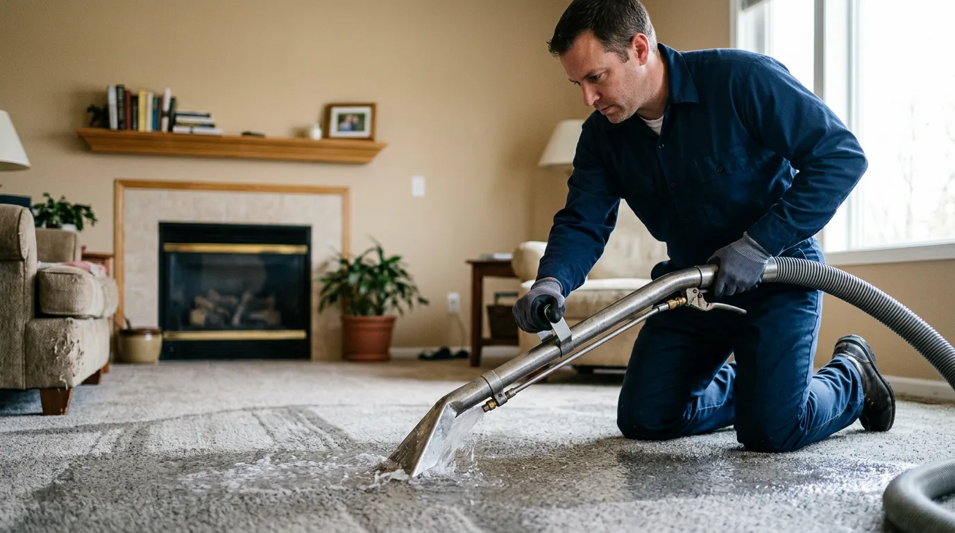 Water damage restoration technician working near Johnstown, NY